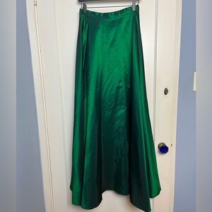 Vintage Emerald Taffeta Maxi Skirt with Tulle Slip by City Triangles